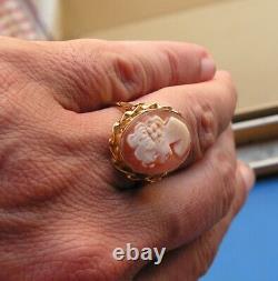 GENUINE SHELL RING CAMEO Made in Italy SIze USA 7,5 PROFILE