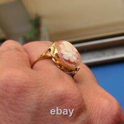 GENUINE SHELL RING CAMEO Made in Italy SIze USA 7,5 PROFILE