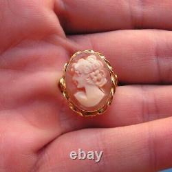 GENUINE SHELL RING CAMEO Made in Italy SIze USA 7,5 PROFILE