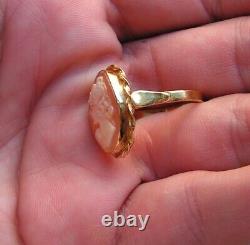 GENUINE SHELL RING CAMEO Made in Italy SIze USA 7,5 PROFILE