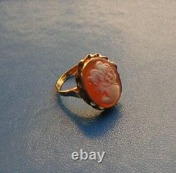 GENUINE SHELL RING CAMEO Made in Italy SIze USA 7,5 PROFILE