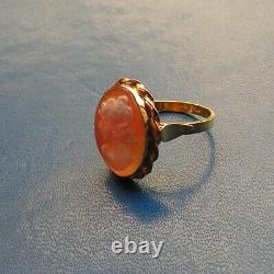 GENUINE SHELL RING CAMEO Made in Italy SIze USA 7,5 PROFILE