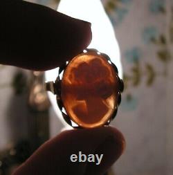 GENUINE SHELL RING CAMEO Made in Italy SIze USA 7,5 PROFILE