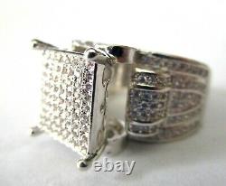GIGANTIC Blinding Ice CZ Sterling Silver Runway Custom Made Ring Size 8