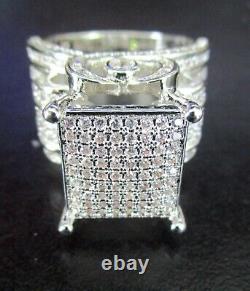 GIGANTIC Blinding Ice CZ Sterling Silver Runway Custom Made Ring Size 8