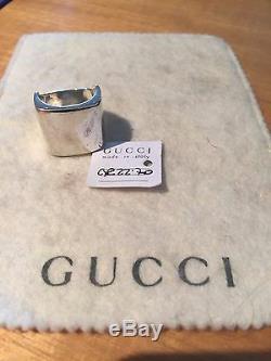 GUCCI Authentic Sterling Silver Ring, Size 6, Made in Italy, Original Pouch, Box