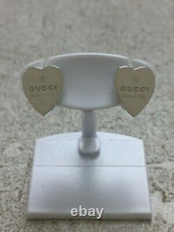 GUCCI Earrings Heart Motif Studs SV925 Silver Color Made in Italy Used
