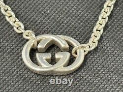 GUCCI G Logo Pendant Necklace 17 Sterling Silver 925 made in Italy