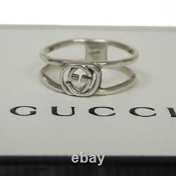 GUCCI GG Logo Ring Silver 925 JP Size 10 Made In Italy Accessory 07MK963