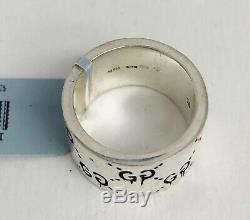 GUCCI GHOST STERLING SILVER. 925 WIDE BAND RING MADE IN ITALY US Sz 7.5, IT 16