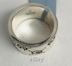 GUCCI GHOST STERLING SILVER. 925 WIDE BAND RING MADE IN ITALY US Sz 7.5, IT 16