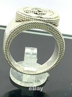 GUCCI Ring Authentic GG Sterling Silver. 925 Unisex Size 8.5 Made in Italy USED