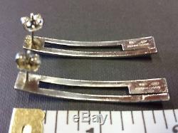GUCCI Sterling Long Rectangle G 925 Silver Earrings Studs Made in Italy Branded