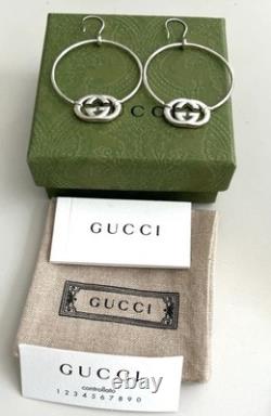 GUCCI Sterling Silver BRITT Interlocking GG Logos Earrings Made In Italy NWT