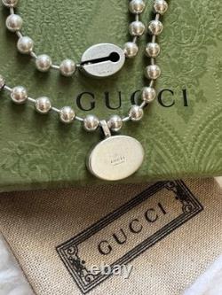 GUCCI Sterling Silver & Enamel Interlocking G Boule Necklace BNIB Made in ITALY