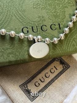GUCCI Sterling Silver & Enamel Interlocking G Boule Necklace BNIB Made in ITALY