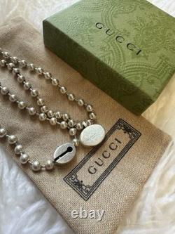 GUCCI Sterling Silver & Enamel Interlocking G Boule Necklace BNIB Made in ITALY