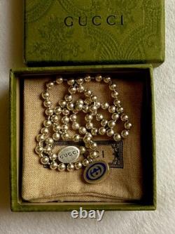 GUCCI Sterling Silver & Enamel Interlocking G Boule Necklace BNIB Made in ITALY