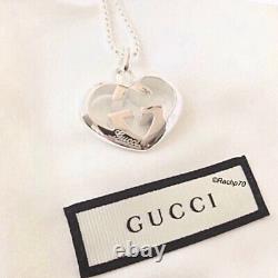 GUCCI Sterling Silver Love Britt G Heart Necklace Brand New Made In Italy
