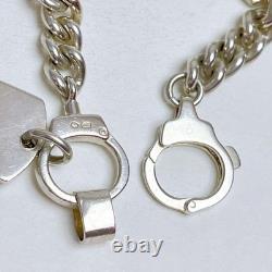 GUCCI Vintage Handcuff Dog Tag Bracelet 925 Sterling Silver Made in Italy
