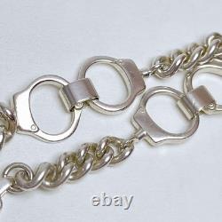GUCCI Vintage Handcuff Dog Tag Bracelet 925 Sterling Silver Made in Italy