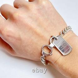 GUCCI Vintage Handcuff Dog Tag Bracelet 925 Sterling Silver Made in Italy