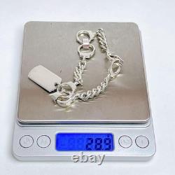 GUCCI Vintage Handcuff Dog Tag Bracelet 925 Sterling Silver Made in Italy