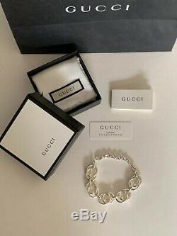 GUCCI Women's Sterling Silver GG Bracelet MADE IN ITALY New in Box