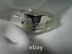 GUCCI made in italy Logo Ring Sterling Silver 925 Stamped 17, U. S. Size 8