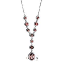 Garnet Necklace Solid Sterling Silver 18 Length Hallmarked British Made