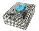 Gary Reeves, Sterling Silver Box, Morenci Turquoise, Stamping, Navajo Made, 2in