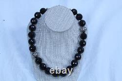 Gemstone sterling silver black onyx necklace Made in USA