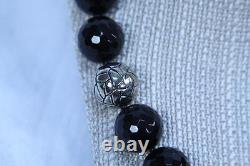 Gemstone sterling silver black onyx necklace Made in USA