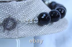 Gemstone sterling silver black onyx necklace Made in USA