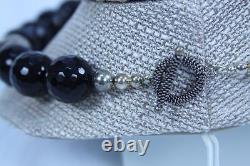 Gemstone sterling silver black onyx necklace Made in USA