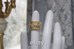 Genesi 18K Clad Sterling Silver White Topaz Band Ring Made in Italy Size 5