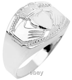 Genuine 925 Sterling Silver Claddagh Men's Ring Made in USA Any / all Size