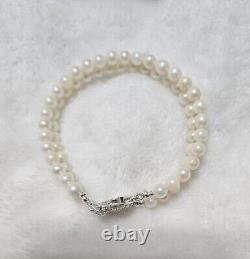 Genuine Pearl Bracelet Made From Vintage Pearls. 925 Sterling Silver Clasp