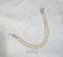 Genuine Pearl Bracelet Made From Vintage Pearls. 925 Sterling Silver Clasp