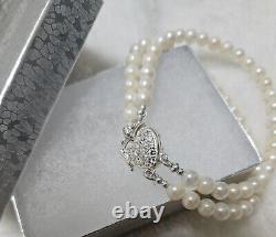 Genuine Pearl Bracelet Made From Vintage Pearls. 925 Sterling Silver Clasp