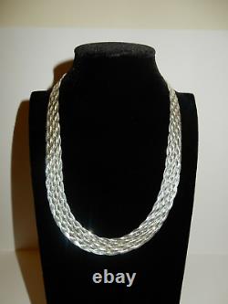 Genuine Sterling Silver Braided Necklace Made In Italy Brand New Free Usps Ship