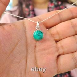 Genuine Turquoise Pendant 925 Sterling Silver Boho Blue Gemstone Necklace Gift