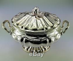 Giant Magnificent 925 Sterling Silver Tureen Made In Italy Antique Vintage Bowl