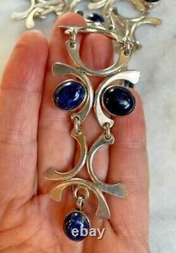 Gorgeous 925 Sterling Silver Sodalite Statement Necklace. Made In Israel