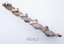 Gorgeous Sterling Silver Green Jade Bracelet Made in Mexico