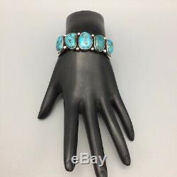 Gorgeous! Well Made! Vintage, Five Stone, Turquoise and Sterling Silver Bracelet