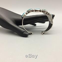 Gorgeous! Well Made! Vintage, Five Stone, Turquoise and Sterling Silver Bracelet