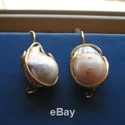 Gorgeous baroque 20-15mm south sea white pearl earring made in Italy