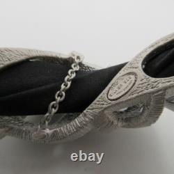 Graziella Sterling Silver Black Ribbon Cuff Bracelet 42G Made in ITALY