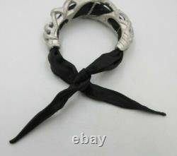 Graziella Sterling Silver Black Ribbon Cuff Bracelet 42G Made in ITALY